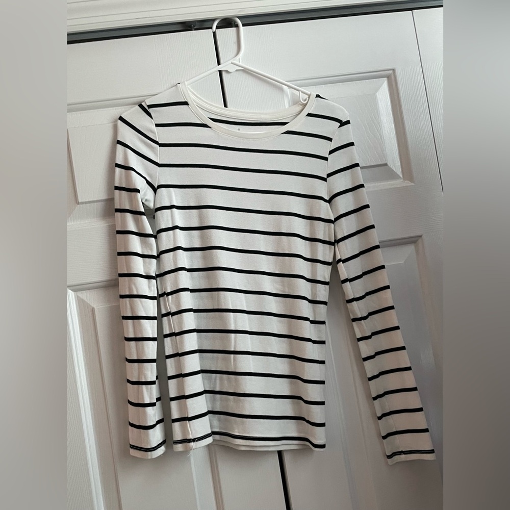Striped White Long Sleeve Tee a new day
